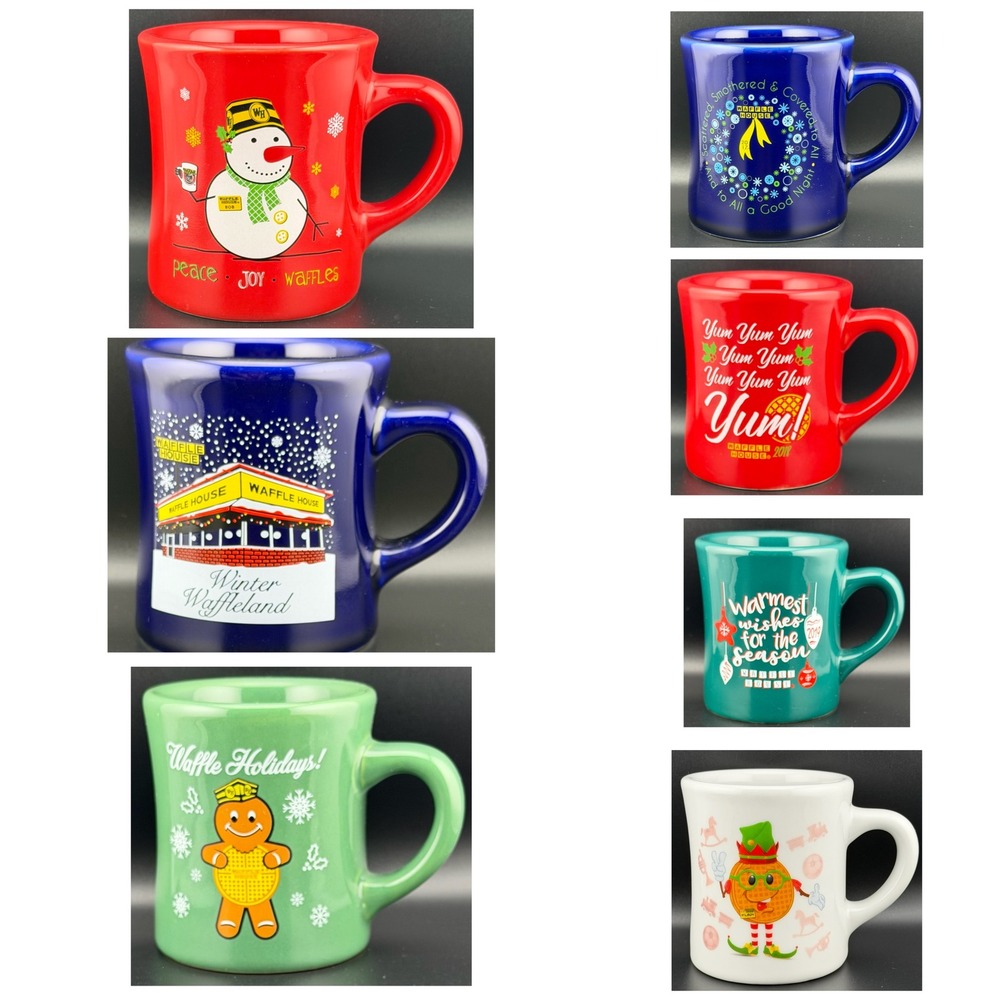 Waffle House Christmas Holiday Mugs 2014-2019 2021 Diner Coffee Cups Tuxton